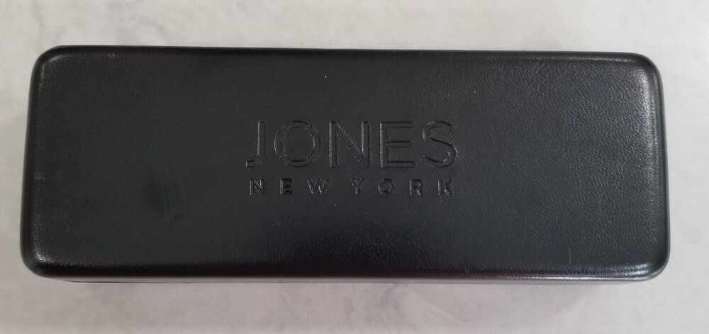 Jones New York Black Hardshell Eyeglasses Case & Blue Cleaning Cloth